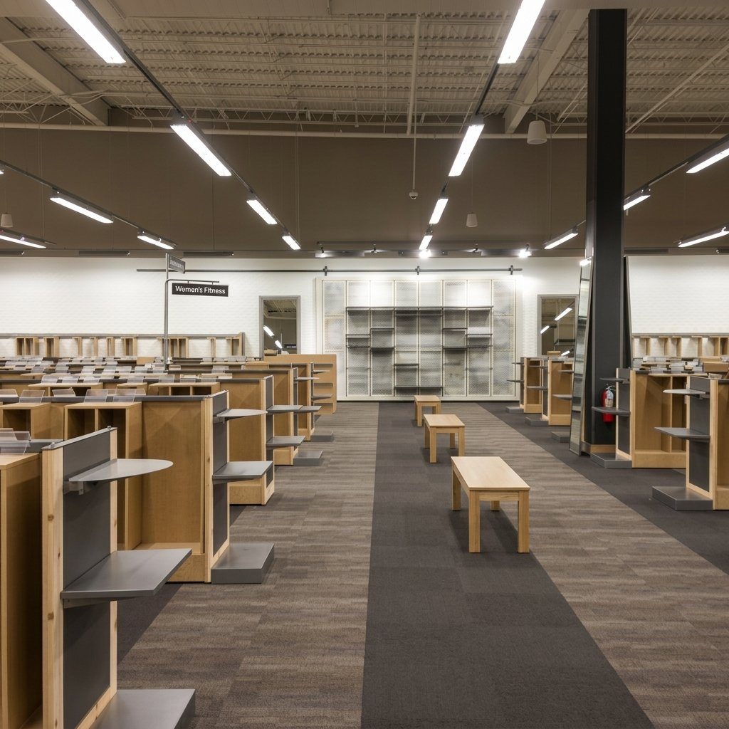 DSW display wall construction, Holly Springs, NC